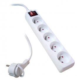 Inotech 5 Way Socket Outlet Switch - Bloc 5 Prises B-fr 16a + Inter. Blanc Et Fiche Extra Plate