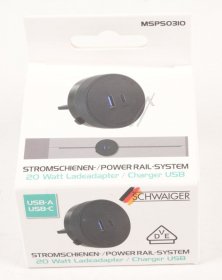 Schwaiger Connection Block - Power-rail Msps0310 Modular Power Plug Black 1x Usb-c And 1x Usb-a On-off Switch
