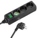 VIVANCO Three-way Plug Adaptor EBLS 3S THREE-WAY PLUG ADAPTOR, BLACK, 1.4M, 1.5MM 27015