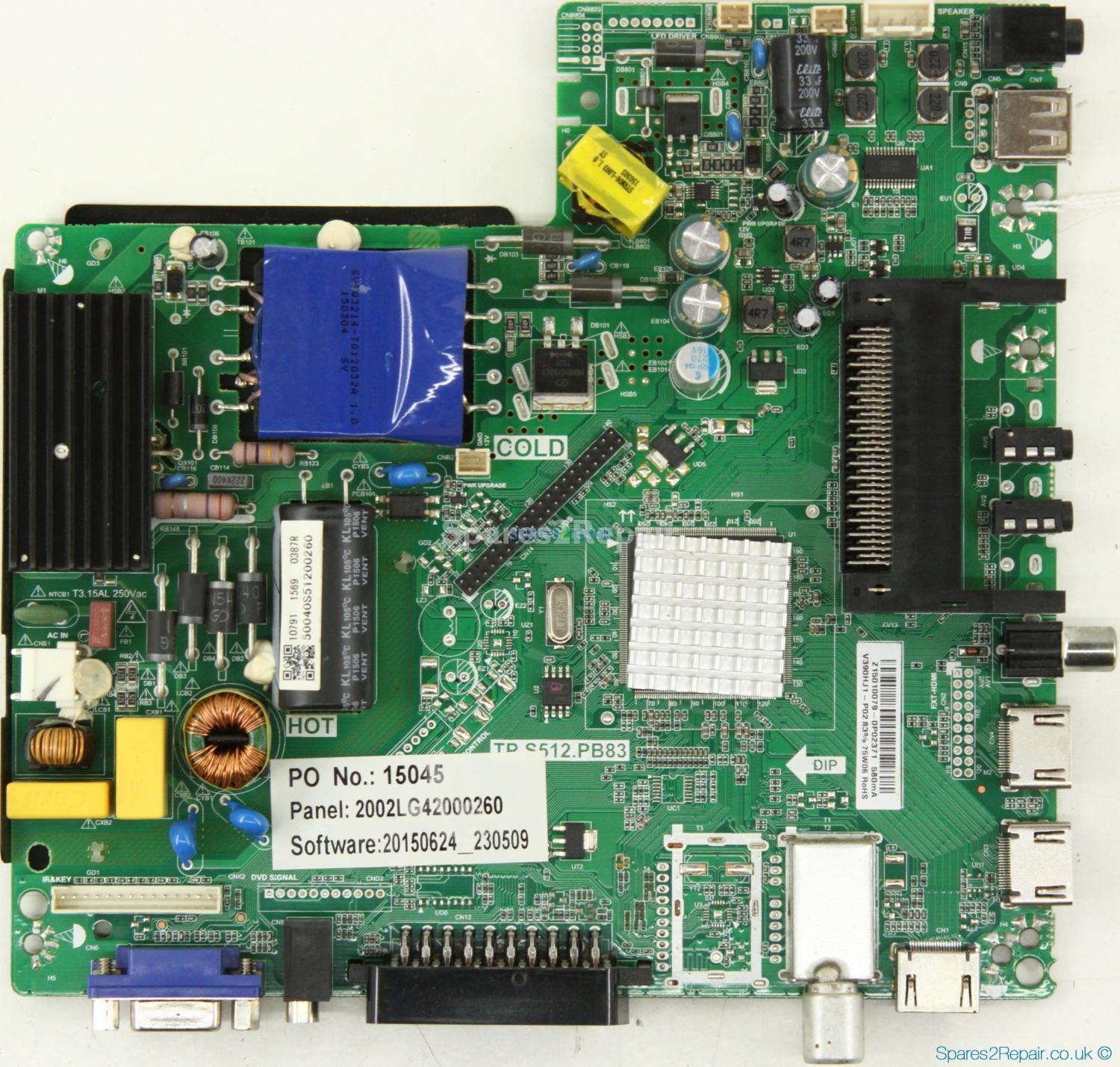 Baird TI4208DLEDBH - Main Board - TP.S512.PB83 - 15045 - Z15010079 - V390HJ1-P02