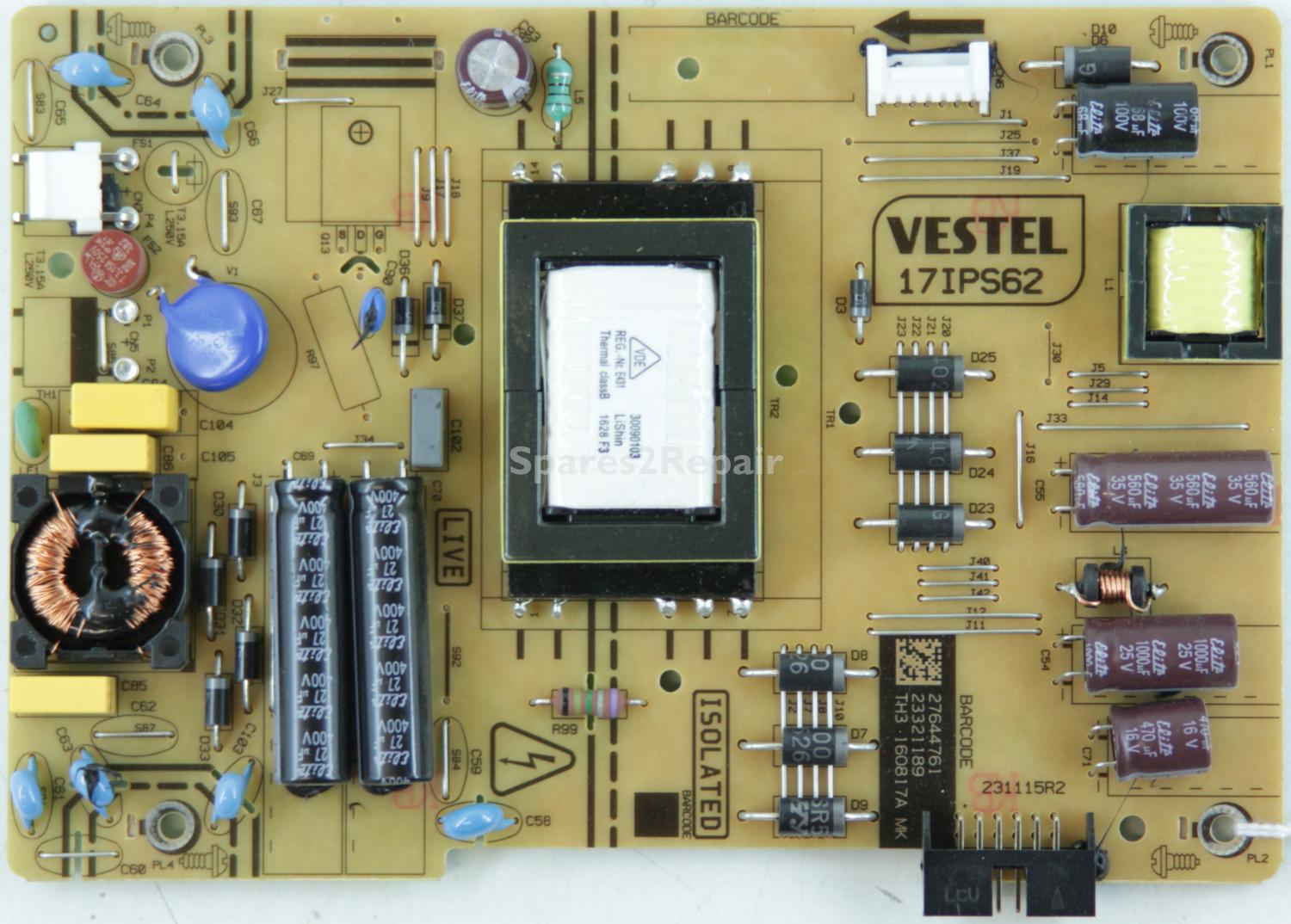 Bush DLED32165HD - Power Supply - 23321189 - 17IPS62 - 231115R2