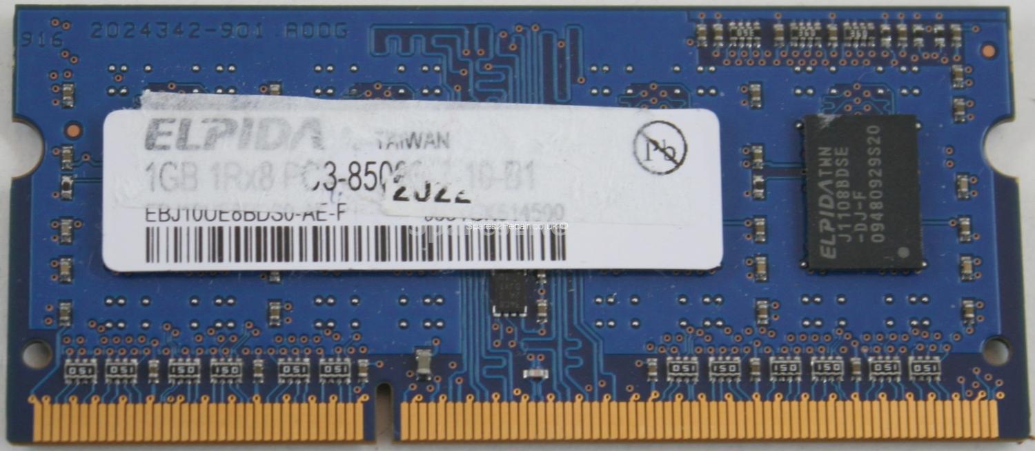 Elpida 1Gb PC3-8500S DDR3-1066 Laptop Memory