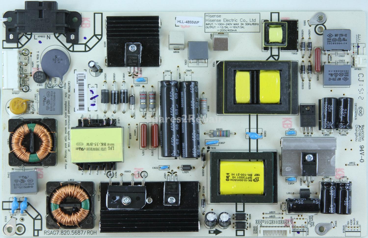 HiSense LTDN50K220W - PSU - RSAG7.820.5687/ROH - HLL-4855WF - HY153W057A