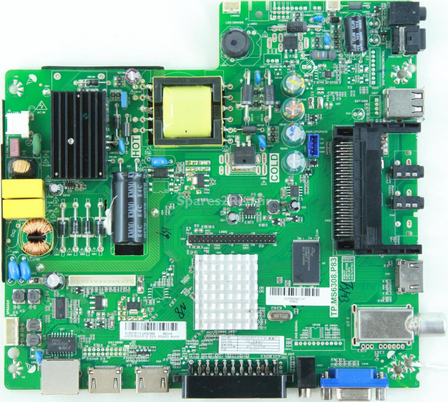 Hisense LHD32D50TUK - Main AV - TP.MS6308.P83 - A15073712 - JHD315DH-E12 - M152201