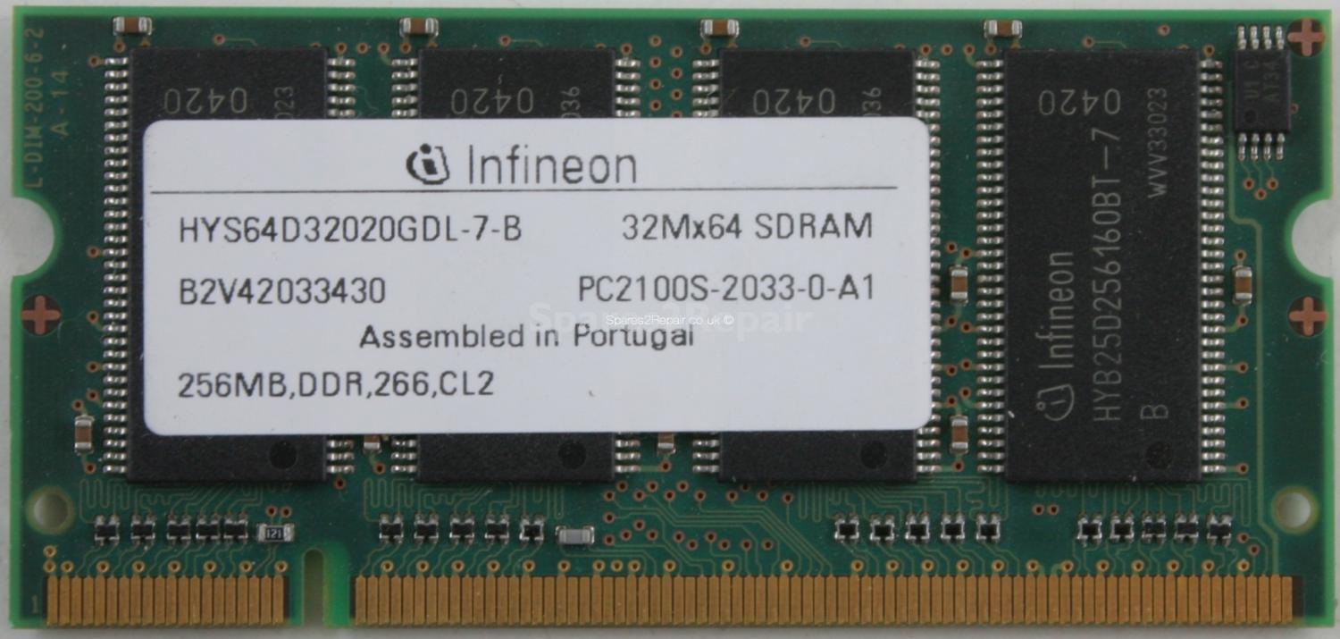 Infineon 256Mb PC-2100S DDR-266 Laptop Memory