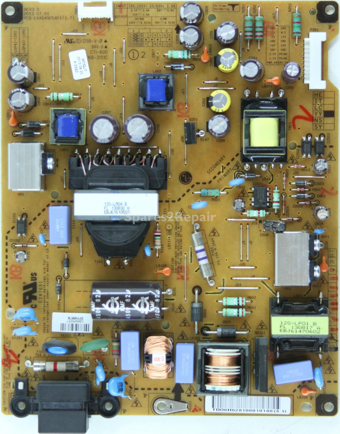 LG 42LA620V-ZA - Power Supply - EAY62810601 - EAX64905401 (1.7) - REV3.0 - LGP42-13R2 - KB-3151C