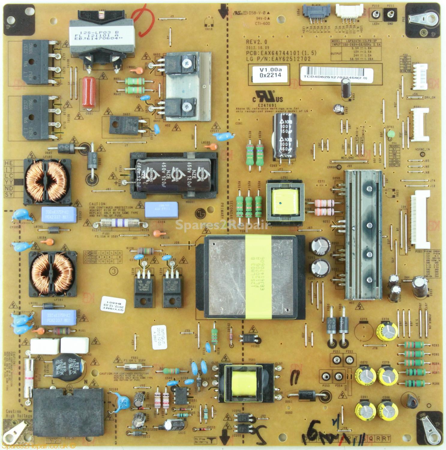 LG 47LM760T - Power Supply - EAY62512702 - EAX64744101 (1.5) - REV2.0 - LGP4247H-12LPB-3P - YY