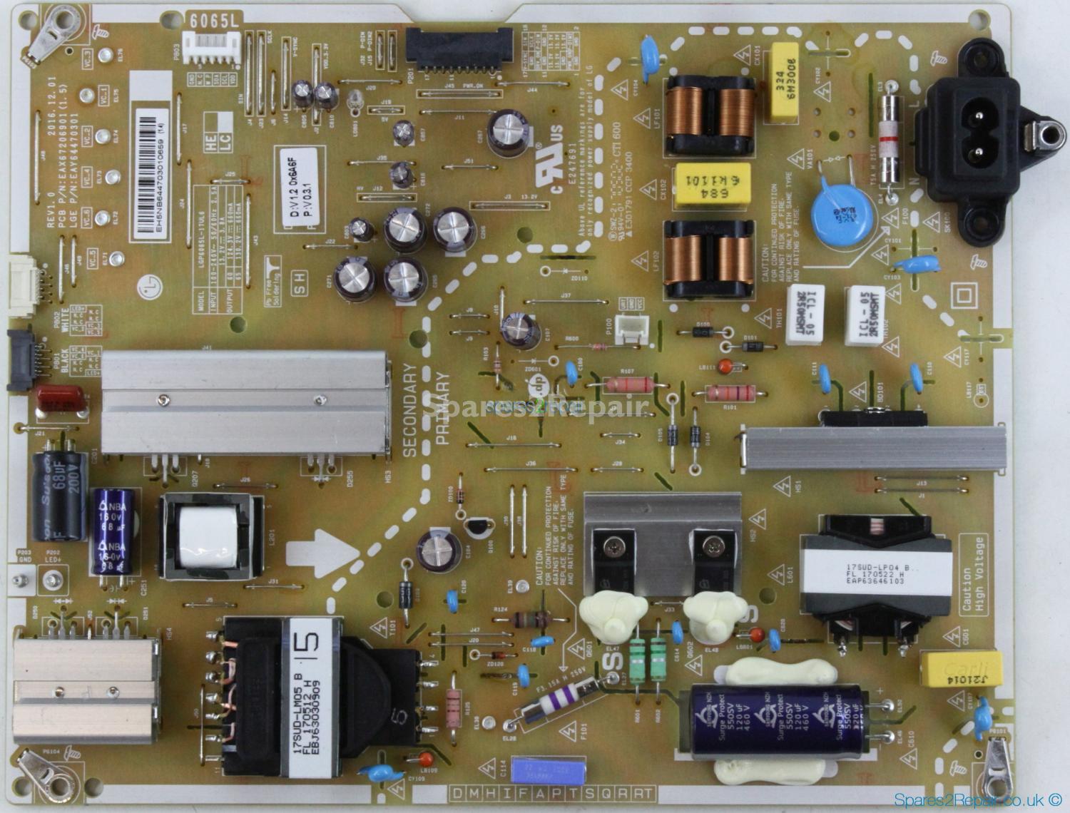 LG 65UJ670V-ZD - Power Supply - EAY64470301 - EAX67206901 (1.5) - REV1.0 - LGP6065L_17UL6