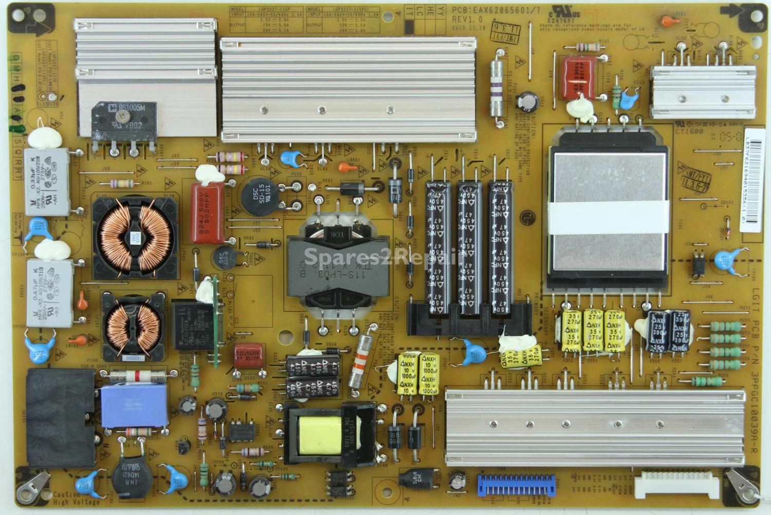 LG 37LV550T - Power Supply - EAY62169401 - EAX62865601/7 - REV1.0 - LGP3237-11SP - 3PAGC10039A-R - IT