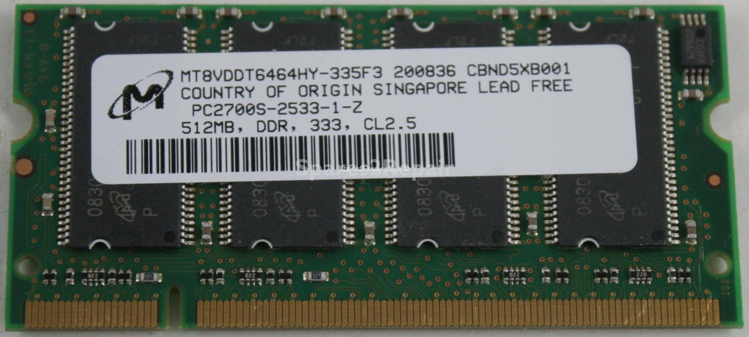 Micron Technology 512Mb PC-2700S DDR-333 Laptop Memory