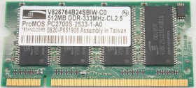 ProMOS 512Mb PC-2700S DDR-333 Laptop Memory