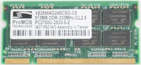 ProMOS 512MB PC-2700U DDR-333 Laptop Memory