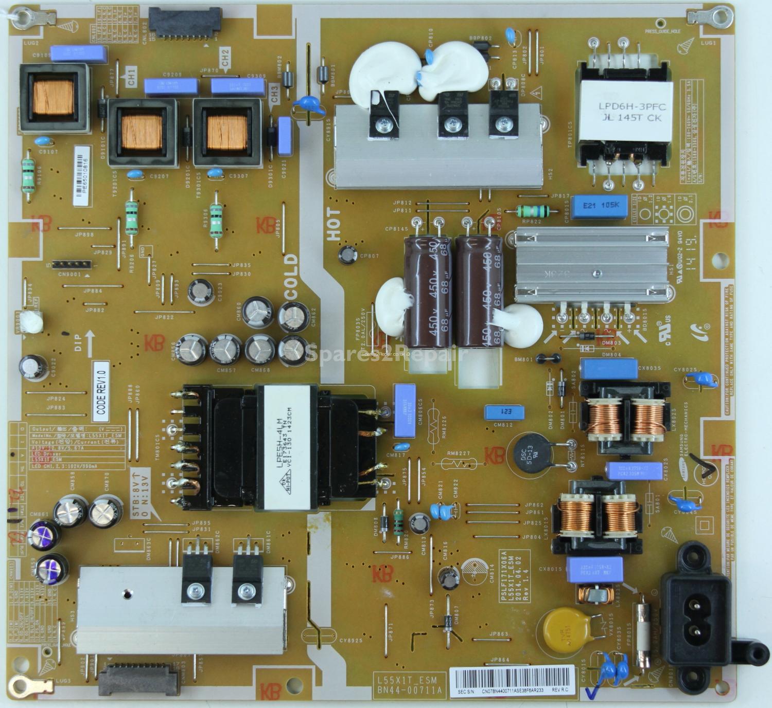 Samsung UE50H6400 - PSU - BN44-00711A - PSLF171X06A - REV 1.4 - L55X1T_ESM