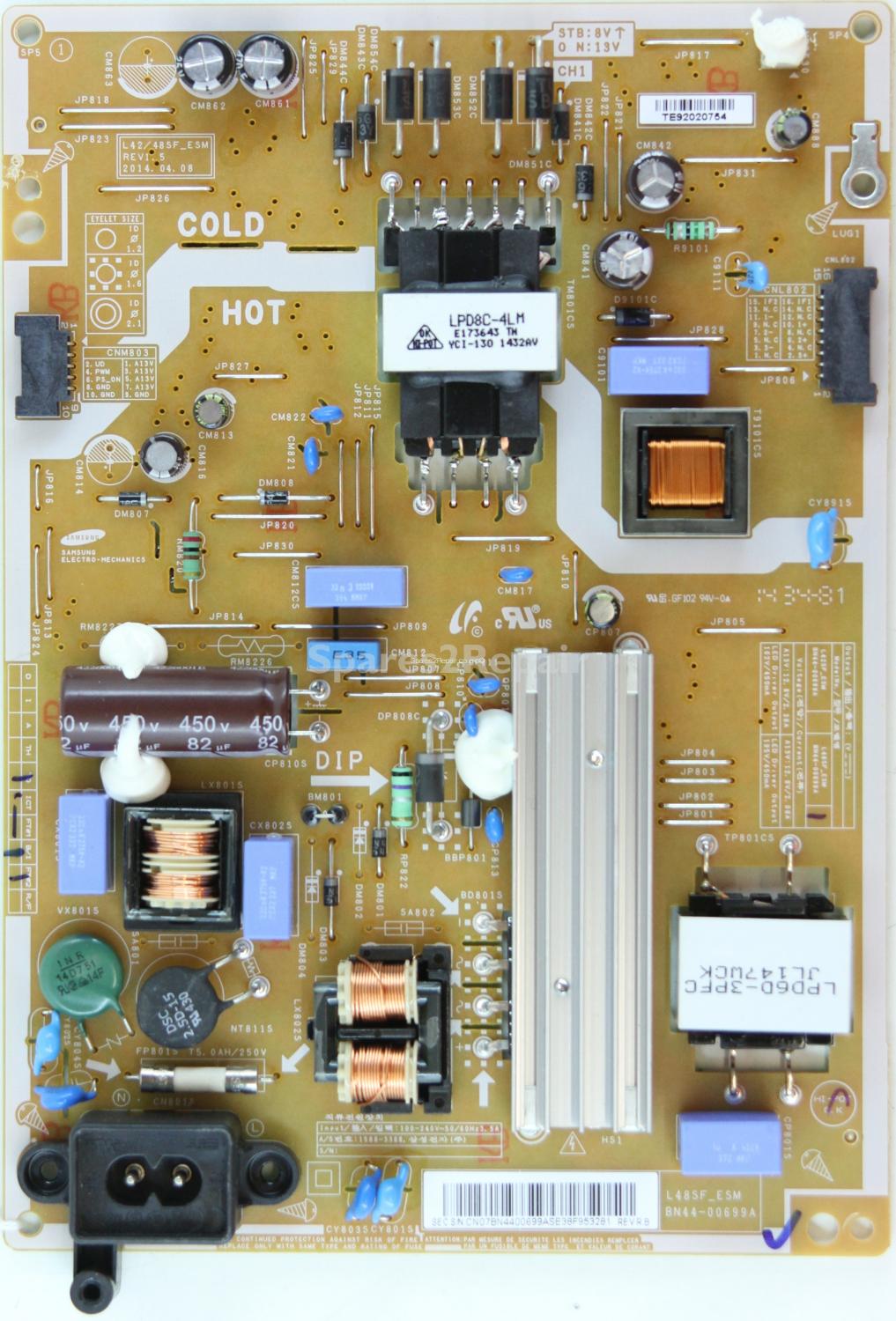 Samsung UE48J5100AK - PSU - BN44-00699A - REV 1.5 - L42/48SF_ESM