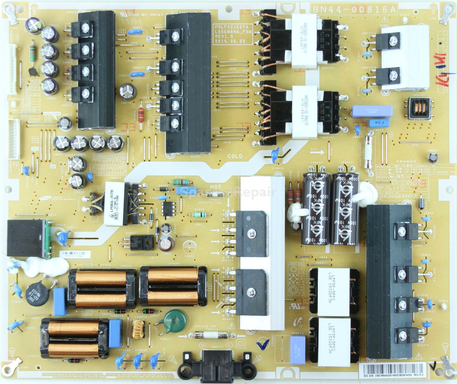 Samsung UE55JS9000T - Power Supply - BN44-00816A - REV1.5 - PSLF321E07A - L65EM8NA_FSM