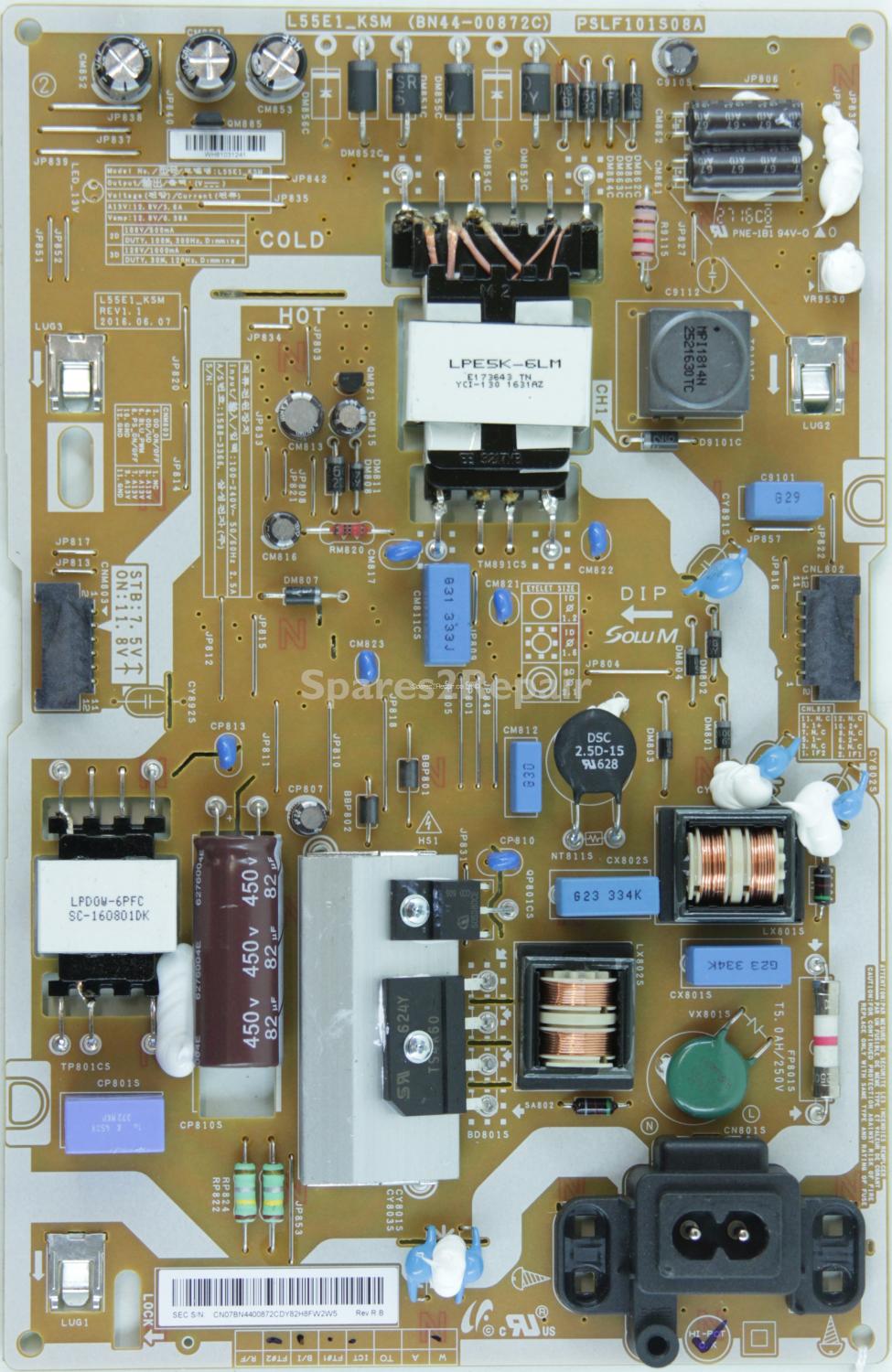 Samsung UE49K6372SU - Power Supply - BN44-00872C - REV1.1 - PSLF101S08A - L55E1_KSM