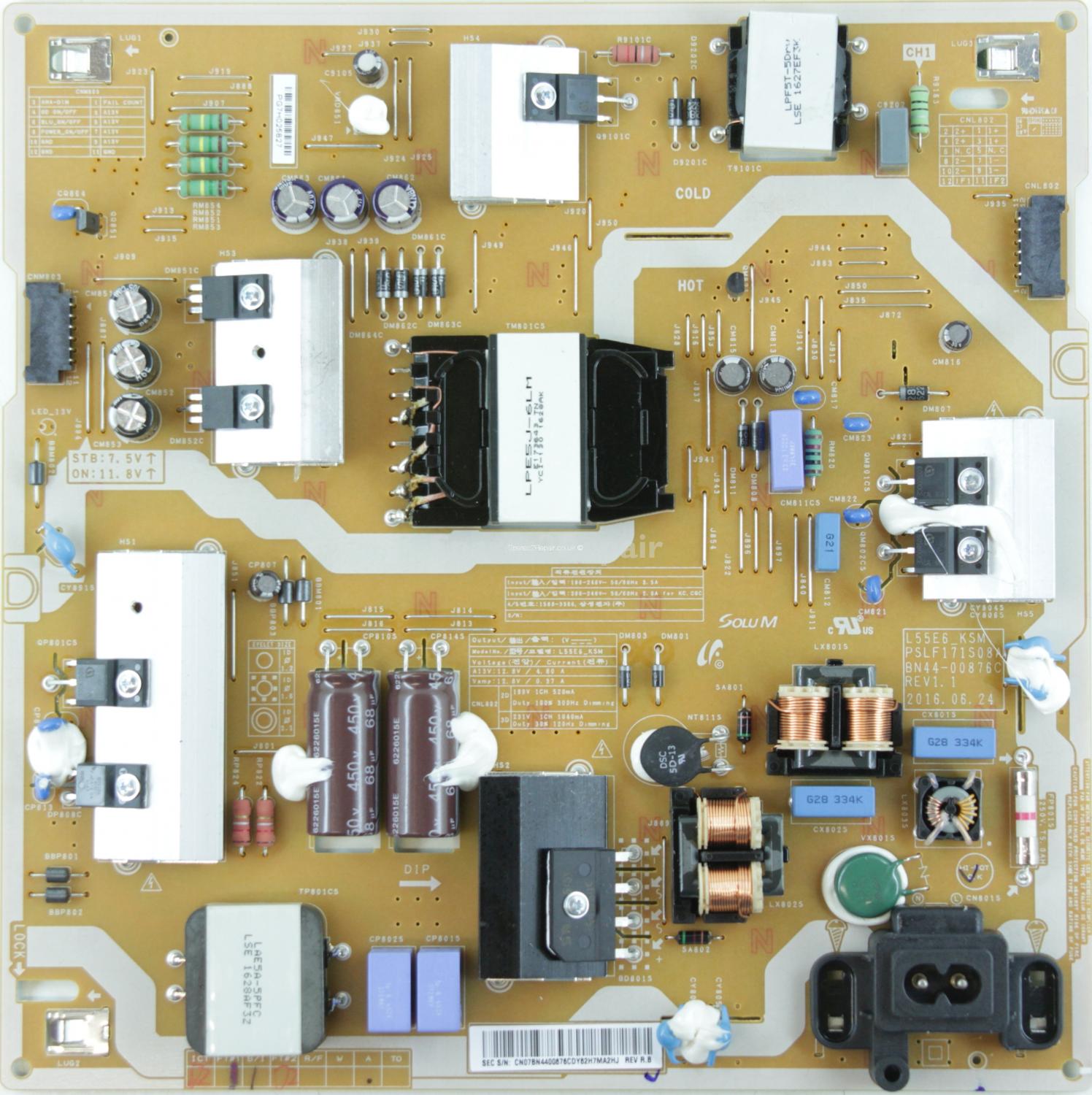 Samsung UE55KU6500U - Power Supply - BN44-00876C - REV1.1 - L55E6_KSM - PSLF171S08A