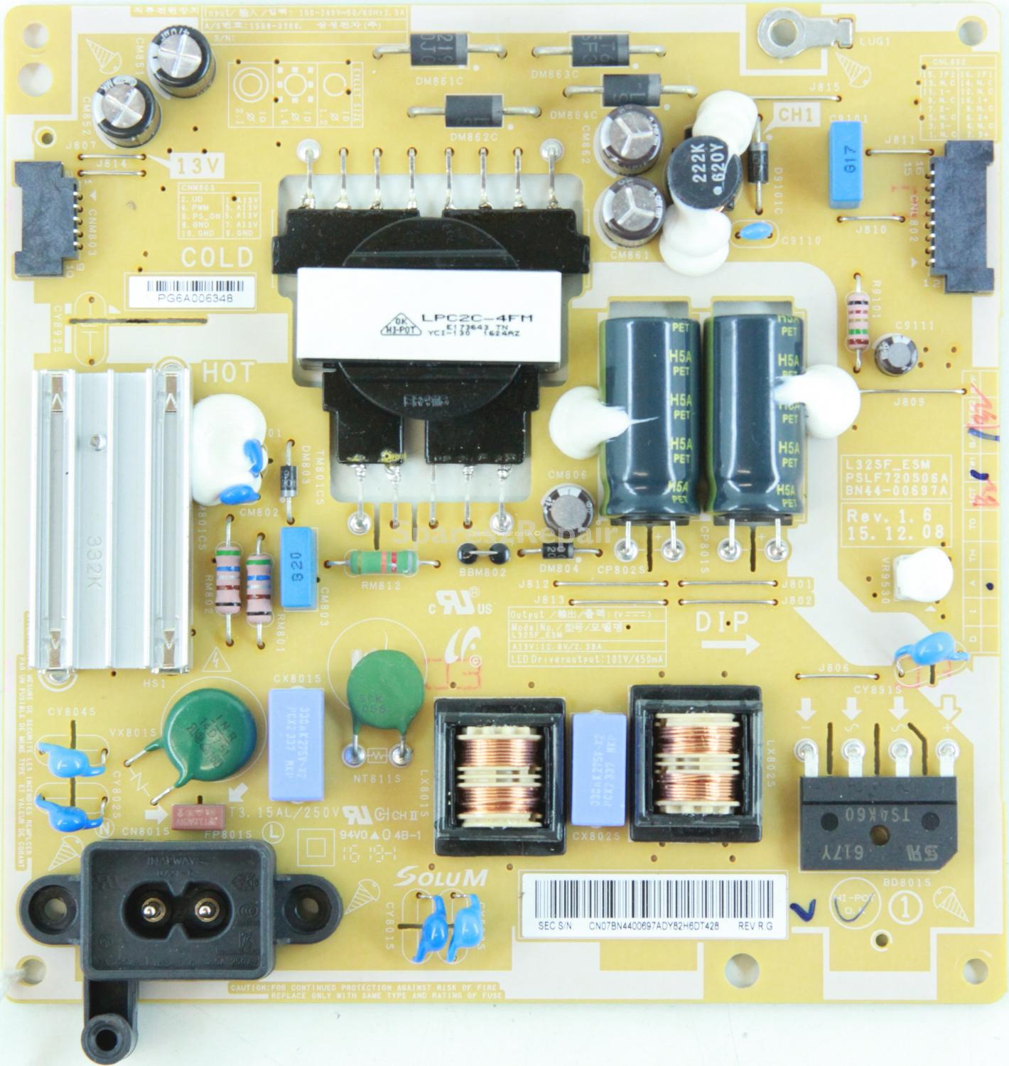 Samsung UE32J5100AK - Power Supply - BN44-00697A - Rev.1.6 - L32SF-ESM - PSLF720S06A