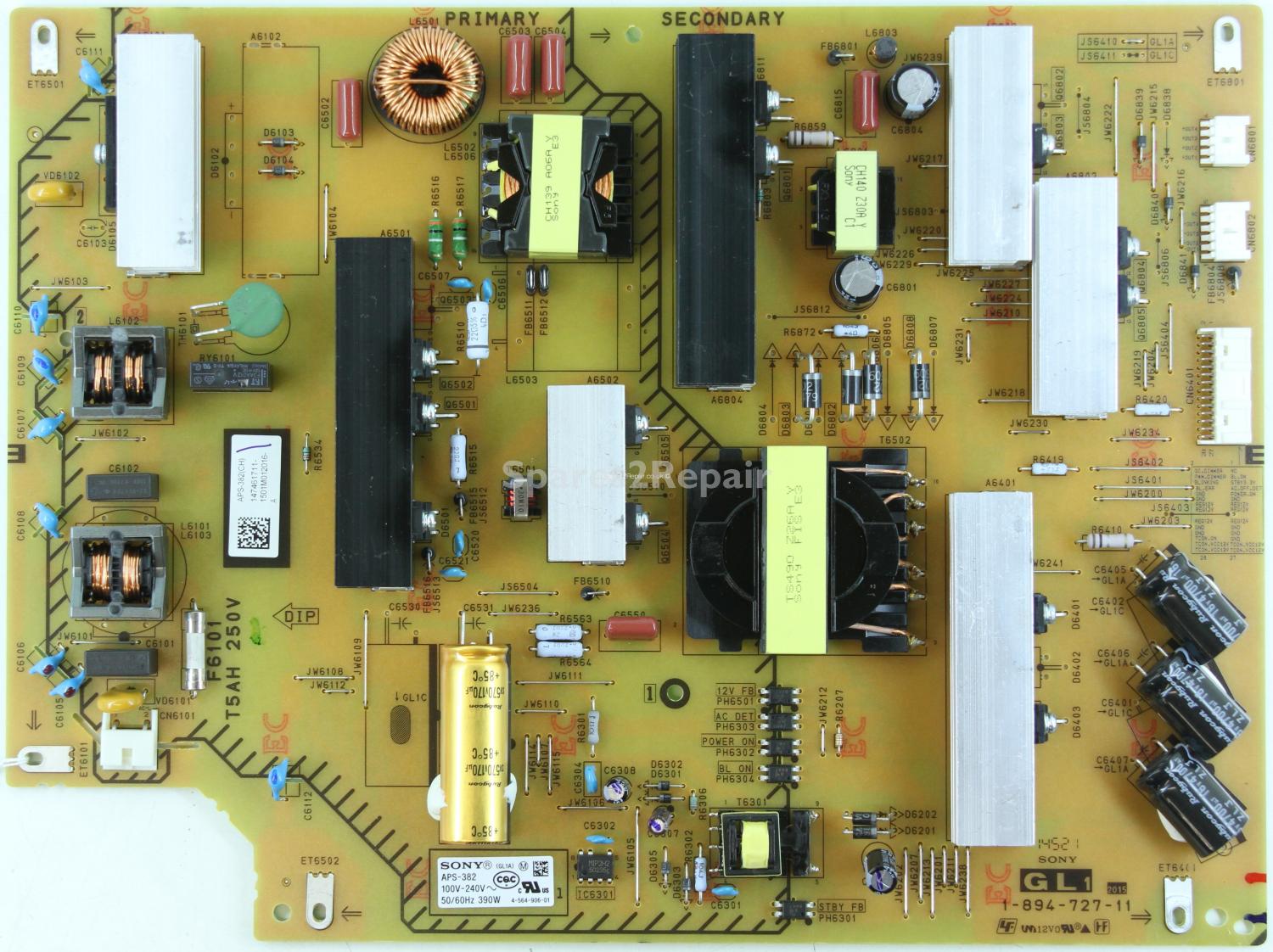 Sony KD-65X8509C - Power Supply - 1-894-727-11 - 147461711 - 4-564-906-01 - APS-382(CH) - JS6410 - GL1A