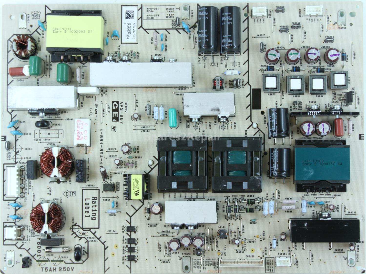 Sony KDL-60LX903 - Power Supply - 1-881-894-11 - 147422011 - APS-267 GE4A - JS6102