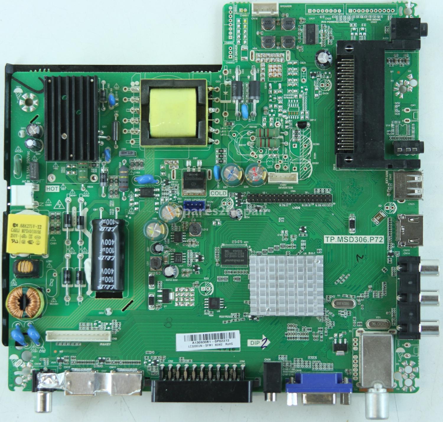 Technika 32/224G-WB-5B-FTCUP-UK - Main Board - TP.MSD306.P72 - A13093081 - LC320EUN-SFM1 - 4501890