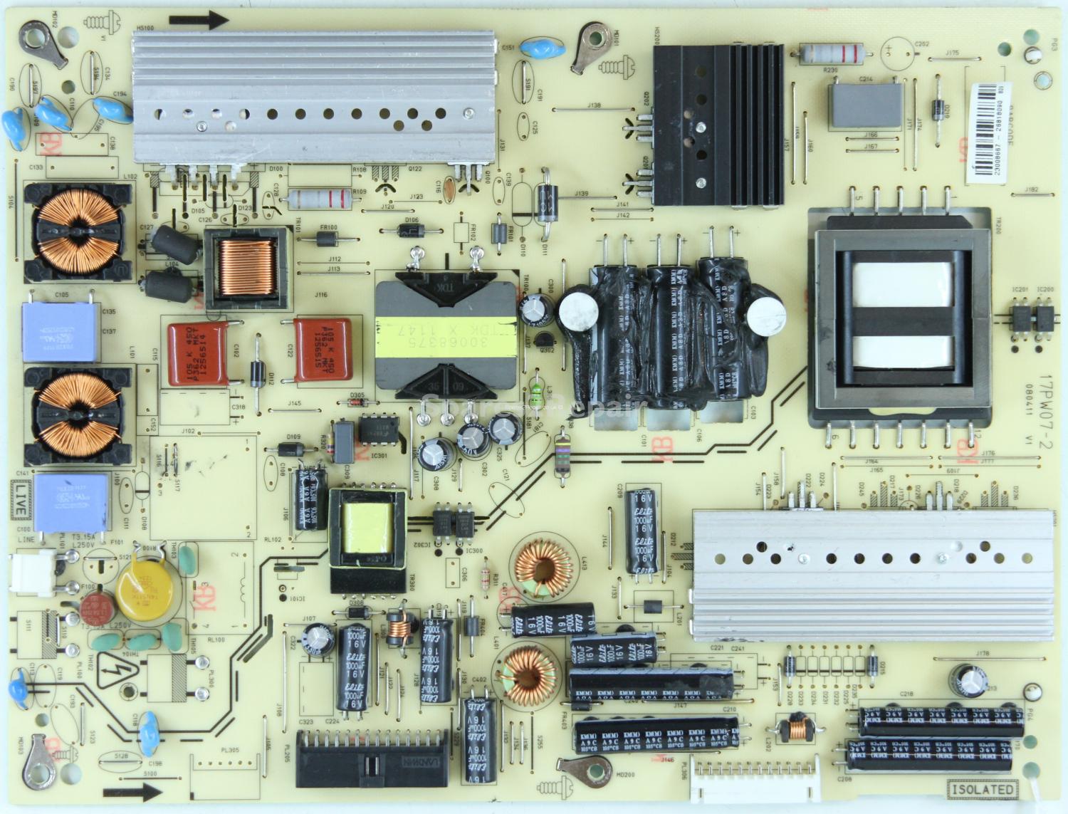 Toshiba 40BL702B - Power Supply - 23008667 - 17PW07-2 - 080411 - V1